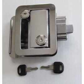 FIC Chrome RV Entry Door Lock Handle Knob Deadbolt Key Camper Travel Trailer CW FIC