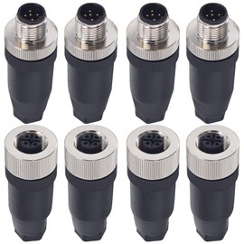 Lonlonty M12 5 Pin Male & Female Socket Panel Aviation Wire Connector,12mm Industrial Circular Connector, Outdoor Waterproof IP67,4 Sets