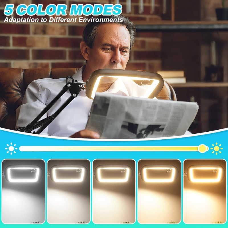 10X 30X Extra Large Magnifying Glass with Light and Clamp,