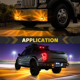 2Pcs Amber Glass Lens Watermelon Lights, Amber LED Side Marker Turn Signal Lights with Stainless Steel Bezel, 12V Starburst Clearance Marker Lights for Peterbilt Kenworth Freightliner Semi Trucks