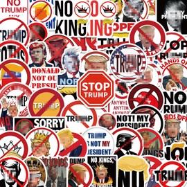 Anti Tr××p Stickers No Tr××p 55Pcs - No Kings Stickers Funny FDT Dump Tr××p Not My President Against Vinyl Self-Adhesive Decals - Easy Stick Removeable for Bumper Window Tumblers Water Bottles