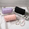 Beige Puff Pen Pouch with Cloud Bead Chain - Aesthetic