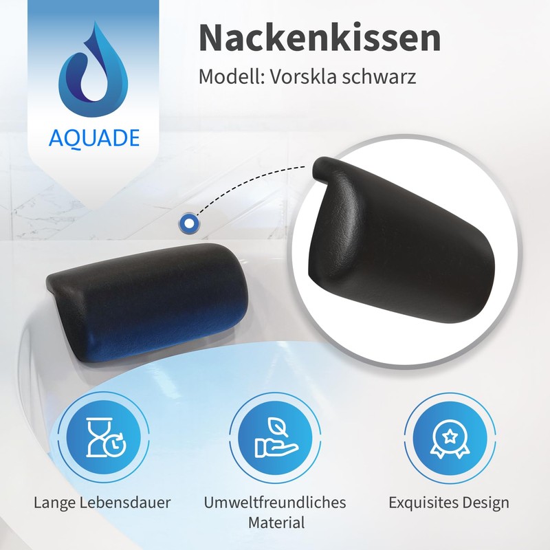 AQUADE Vorskla Neck Pillow for Bathtub Black - Pillow for