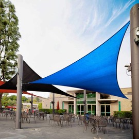 Royal Shade 20' x 20' x 20' Blue Triangle Sun Shade Sail Canopy Outdoor Patio Fabric Screen RSTAPRT14 - UPF50+ 95% UV Blockage, Heavy Duty, Water & Air Permeable (We Make Custom Size)
