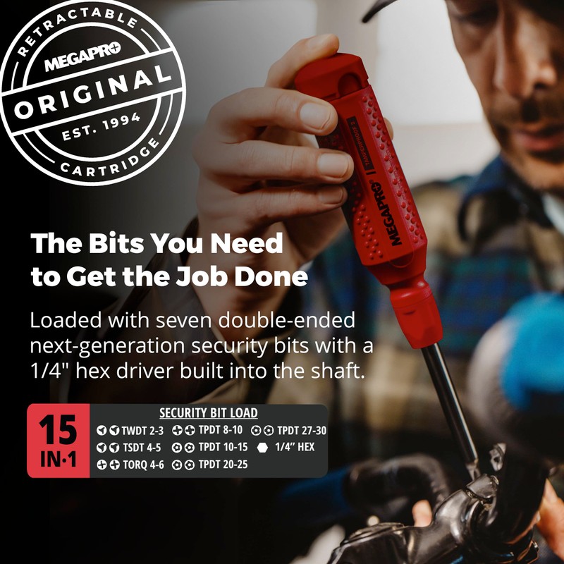 Megapro Tamperproof Security Screwdriver Set | Multi-Bit Screwdriver with ¼”