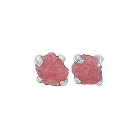 Starborn Stud Earrings 925 Sterling Silver Raw Gemstone, Sterling Silver Gemstone, Rhodonite