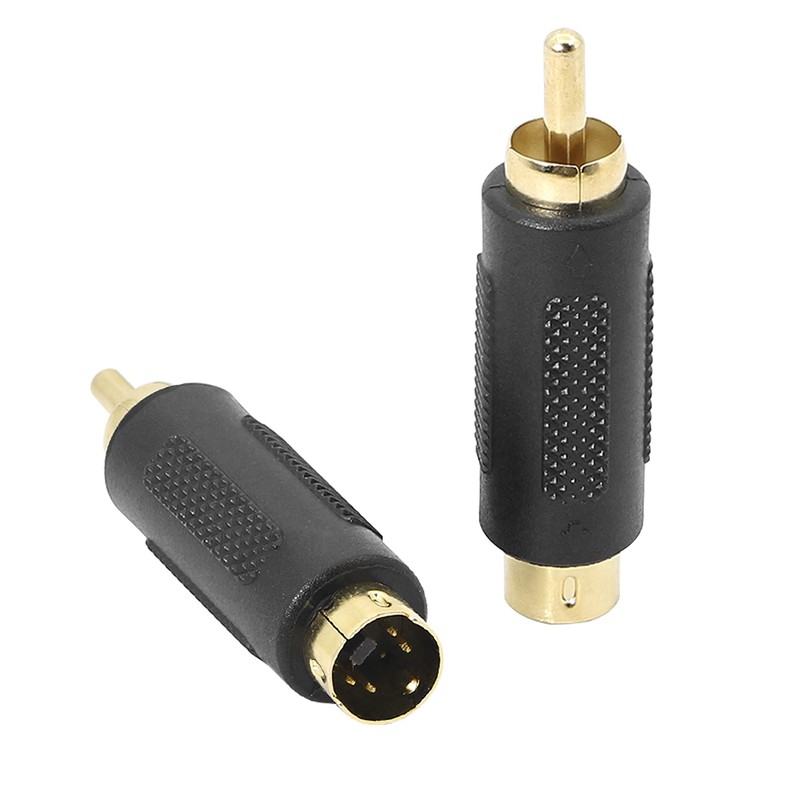 GELRHONR S-Video 4 Pin Mini DIN to RCA Adapter Gold