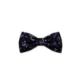 Mini Hair Bow Collection (Alligator Clip, Dark Purple Floral)