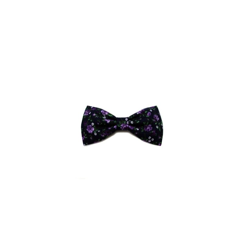 Mini Hair Bow Collection (Alligator Clip, Dark Purple Floral)