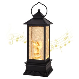 Christmas Snow Globe Lantern Christmas Decorations for Home with Timer & Music, Singing Snow Globe Water Lantern for Christmas Festival Decoration Gifts (Angel)