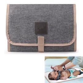 Portable Foldable Changing Mat, Waterproof Travel Changing Mat for Newborns and Infants (Light Grey)