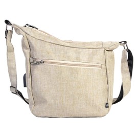 Nupouch Anti-theft Crossbody Bags for Women - Tan Antitheft Purse with Secure Locking Mechanism for Travel