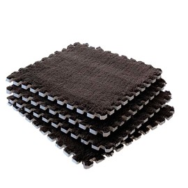 Eluleegc 12pcs 0.6in Thick Interlocking Carpet Squares Puzzle Mat EVA Foam Area Tiled Rug for Baby Play Soft Mats (Brown, 11.8in)