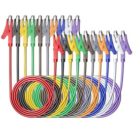 Cleqee 10PCS Alligator Clips Electrical Test Leads Dual Ended Crocodile Clamps Jumper Wires for Circuit Connection Electrical Testing 10 Colours