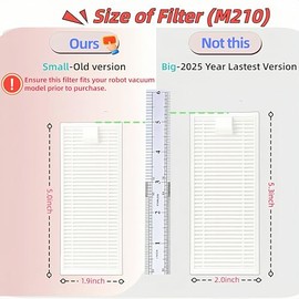 M210 Filters Replacement Brush Parts for Lefant M210 OKP K2 K3 K3A K4 K5 M210S M210B M213 Accessories Side Sweep Brush HEPA Filter Size 5.0 * 1.9 Inch