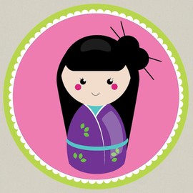 CafePress Girls Kokeshi Doll Cute Canvas Tote Top Zipper Closure