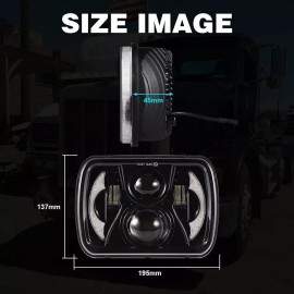 Unbranded DOT Approved Pair 130W 5x7" 7x6 LED Headlights for International 3800 School Bus