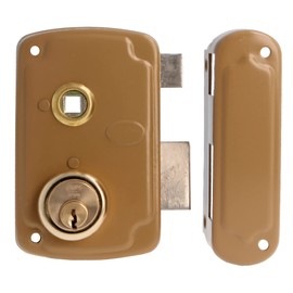 Amig - Right Overfill Lock with Lever and Tongue for Wooden Doors Model 75UN | 76 x 120 mm | Security Round Cylinder | Gold Steel