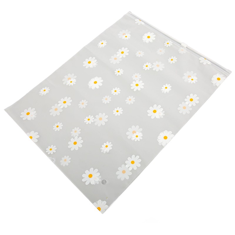 30PCS Frosted Slide Zip Plastic Bags Daisy Pattern Reusable Lightweight