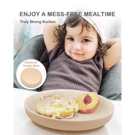 Onyucean Onyucean Classic Silicone Suction Plates for Toddler Baby Kids (3 Pcak), BPA Free Baby Plates with Suction that Stick & Stay, Deeper Toddler Dishes Microwave & Dishwasher Safe
