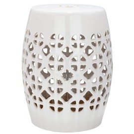 Safavieh Circle Lattice Ceramic Decorative Garden Stool, Cream