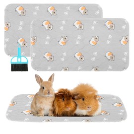Scenereal Guinea Pig Cage Liner 2 Packs with Cleaning Brush - Fast Water Absorption Reusable Washable Pee Pads, Soft and Comfortable Mat for Small Animals Chinchillas Rabbits Hamster Bunny