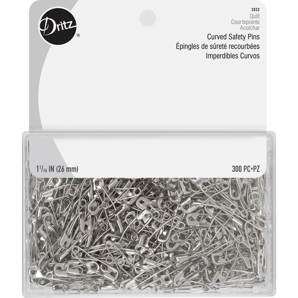 Dritz Steel Quilting Steel Curved Basting Pins, Size One