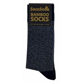 Sock Snob - Mens Patterned Design Formal Bamboo Dress Socks (6-11 UK, Black Grey Vintage Graphic)