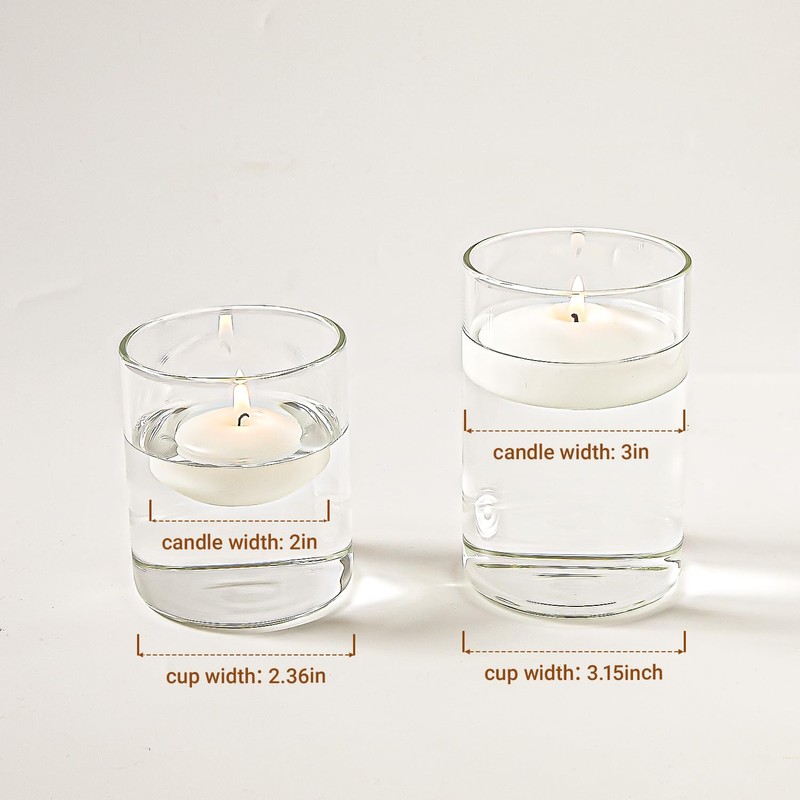Ashlux White Floating Candles 3 inch, 24 Pack Floating Candles