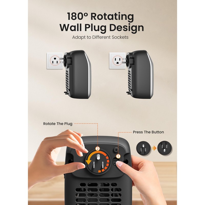 GiveBest Plug in Wall Space Heater With Remote, 800W Small