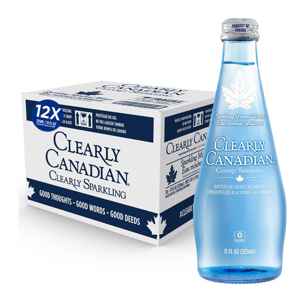 Clearly Canadian Clearly Sparkling Spring Water Beverage, Natural & Carbonated Seltzer Water, 1 Case (12 Bottles x 325mL)