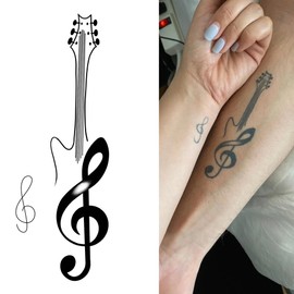 5X2Y Tattoo Tech, Long Lasting Temporary Tattoos, Last 1-2 Weeks, Waterproof, Semi Permanent Tattoo, Realistic look, No Adhesive, No reflection (Music Guitar)