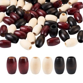 Craftdady 60pcs Natural Wood Large Hole Beads Wooden Oval Spacers European Charm Beads 30 mm for Bracelet Necklace Jewellery Macrame Craft Making Hole: 9-10 mm