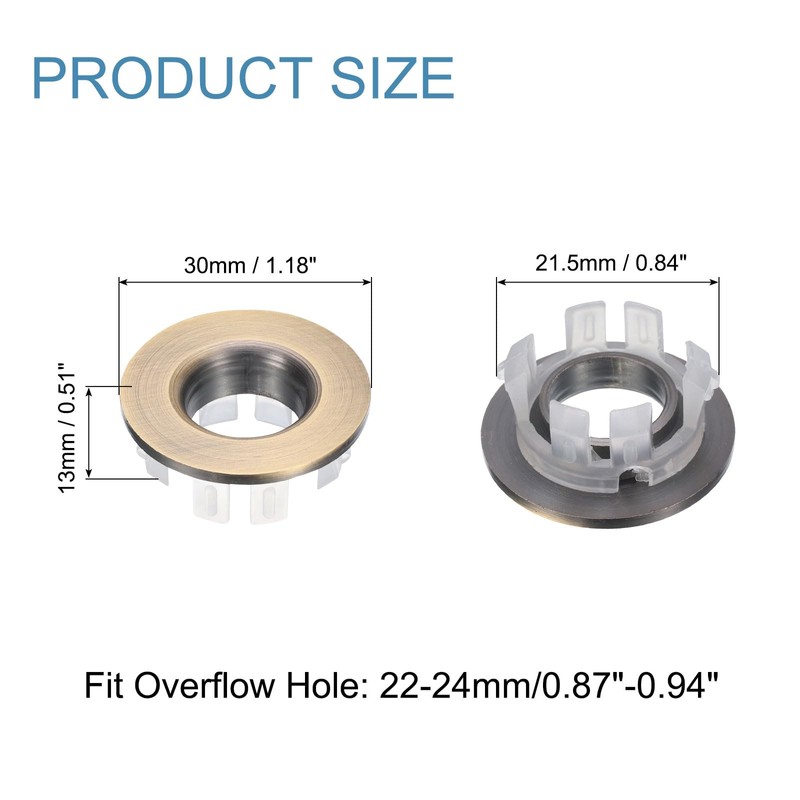 uxcell 8pcs Sink Overflow Rings, Bathroom Kitchen Basin Trim Bath
