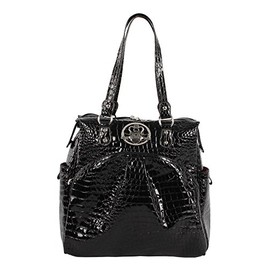 Kathy Van Zeeland Luggage Croco PVC 16" Shopper Bag (16in, Black)