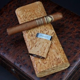 BRIZARD & CO 3 CIGAR CASE HOLDER BIRCH BURLWOOD SHOW BAND MADE IN USA RARE