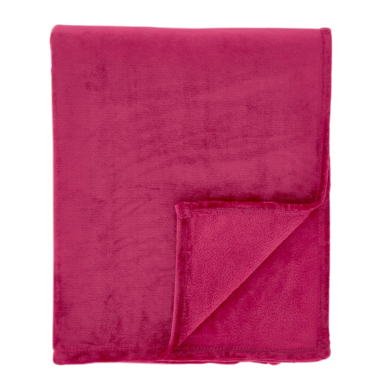 Catherine Lansfield Raschel Velvet Touch 130x170cm Blanket Throw Hot Pink