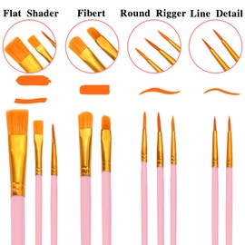 Acrylic Paint Brush Set, EVERMARKET 40 pcs Nylon Hair Paint Brushes for Painter, Art Students, Painting Enthusiasts, Hobbyists and DIY Lovers,Artist Brushes for Watercolors, Oils, Acrylics