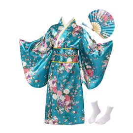 CRFASIBE Japanese Traditional Dress Kimono Robe for Kids Girls Yukata Kimono Anime Cosplay Robe