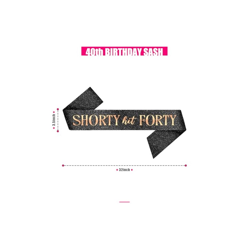 PartyForever Shorty Hit Forty Sash – Black Glitter Sash with