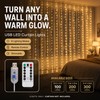 USB LED Curtain String Lights with Remote, 8 Modes Copper