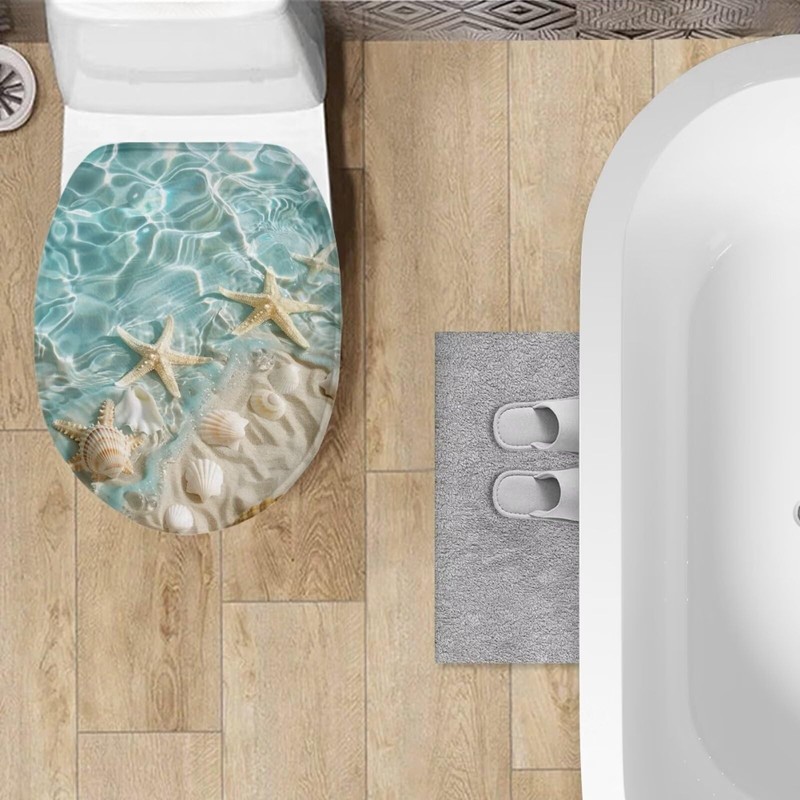 Flashideas Starfish Shell Toilet Lid Cover Soft Plush Seat Bathroom