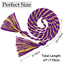 AouEtnay Graduation Honor Cords Purple and Gold Graduation Cords, 67"" Long for Graduation Students