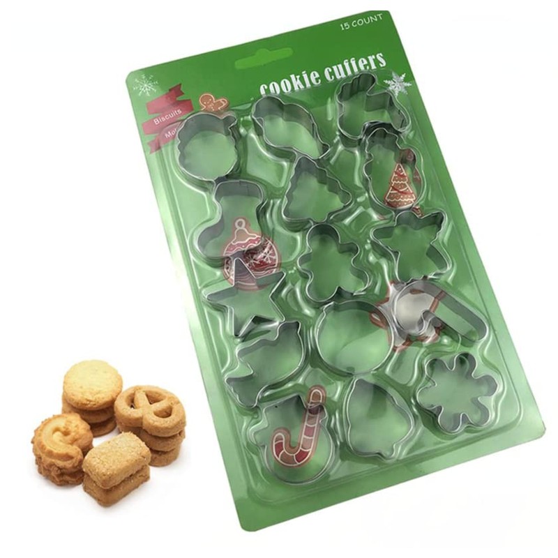 Mini Christmas Cookie Cutters Set 15 Pieces Stainless Steel Cookie