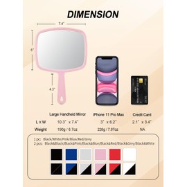 Gladmart Hand Mirror Salon Barber Hairdressing Handheld Mirror with Handle (Square Pink 7.4 x 10.3 inches)