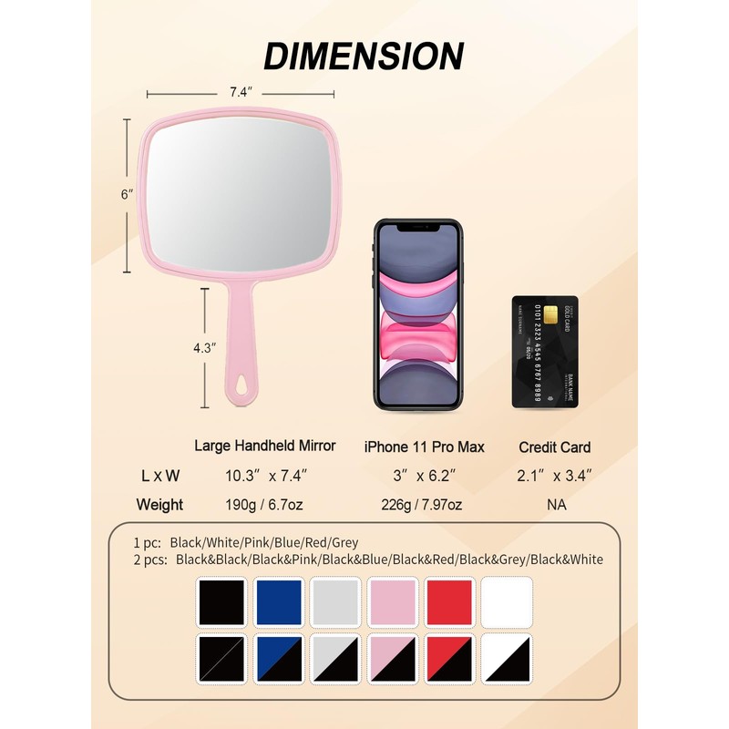 Gladmart Hand Mirror Salon Barber Hairdressing Handheld Mirror with Handle