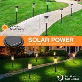 VISFLAIR 8 Pack Solar Pathway Lights, Solar Lights Outdoor Waterproof Garden Stake for Outside Yard Landscape Path Walkway Driveway Lawn Decor
