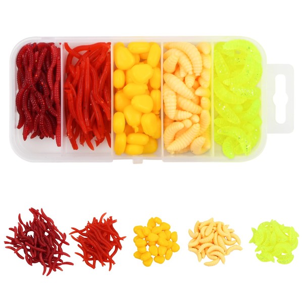 Anseom Pack of 161 Bait Rubber Fish Artificial Worm Artificial