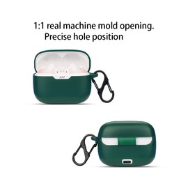 QWYJ Funda para JBL Tune 230 NC/235 NC Case Carcasa Protectora de Silicona, para JBL Tune 230 NC Funda con Mosquetón Llavero Anti-perdida (Negro)