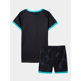 MyFav Pajamas for Boys Cute Cartoon Short Sleeve Sleepwear Snug-Fit 2 Pieces Summer PJs Sets,Black Dinosaur, 12Y